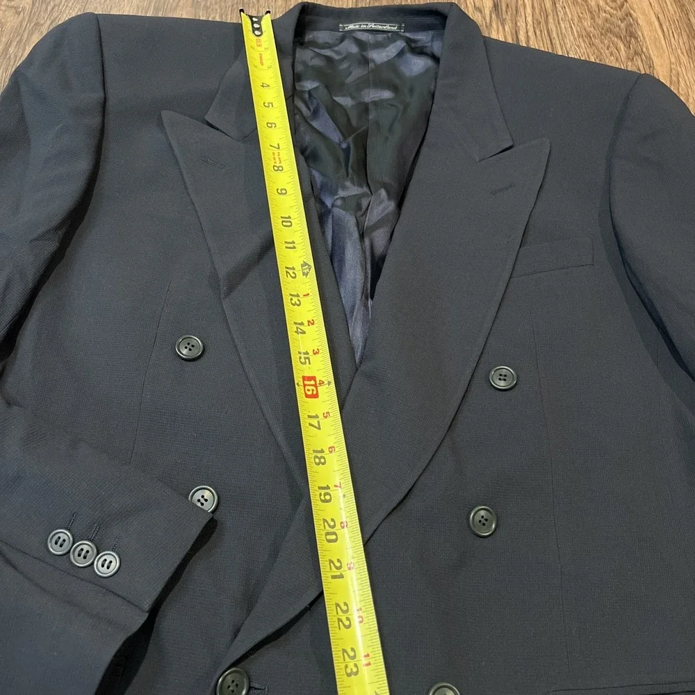 Ermenegildo Zegna Soft Double Breasted Navy Blue Wool Blazer Size 54L  Wool READ